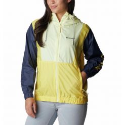 Kurtka wiatrówka damska Columbia Lily Basin Jacket. Żółte kurtki sportowe damskie Columbia, s, bez wzorów, bez ramiączek, bez kaptura, trekkingowe. Za 129.99 zł.