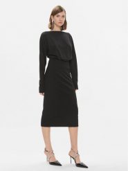 Pinko Sukienka codzienna Bolt 102291 A1CT Czarny Regular Fit. Czarne sukienki damskie Pinko, na co dzień, bez wzorów, z wiskozy, bez kołnierzyka, bez ramiączek, proste. Za 889.99 zł.