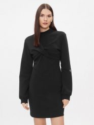 Calvin Klein Jeans Sukienka dzianinowa J20J222889 Czarny Regular Fit. Czarne sukienki damskie Calvin Klein Jeans, s, bez wzorów, z bawełny, bez kołnierzyka, bez ramiączek. Za 299.99 zł.