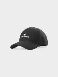 4F Czapka z daszkiem strapback uniseks - czarna L/XL. Czarne czapki damskie 4F, na lato, bez wzorów, z bawełny, klasyczne. W wyprzedaży za 39.99 zł.