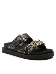 Guess Klapki Fatema FL6FAT FAL03 Czarny. Czarne klapki damskie Guess, z aplikacjami, z materiału, bez obcasa, bez zapięcia. Za 459.99 zł.