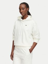 Lacoste Bluza SF7612 Biały Regular Fit. Białe bluzy damskie Lacoste, bez wzorów, z bawełny, bez ramiączek, bez kaptura. Za 594.99 zł.