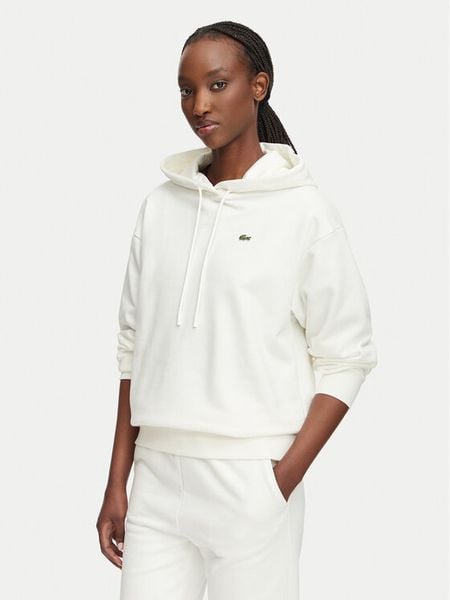 Lacoste Bluza SF7612 Biały Regular Fit. Białe bluzy damskie Lacoste, bez wzorów, z bawełny, bez ramiączek, bez kaptura. Za 465.99 zł.