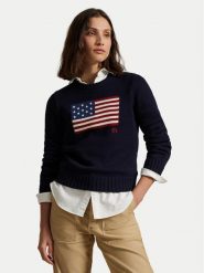 Polo Ralph Lauren Sweter 211896939001 Granatowy Regular Fit. Niebieskie swetry nierozpinane damskie Polo Ralph Lauren, xxl, bez wzorów, z bawełny, bez kołnierzyka, bez ramiączek. Za 1,799.00 zł.