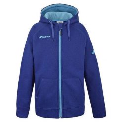 Bluza tenisowa Babolat Exercise Hood Jacket Jr. Niebieskie bluzy damskie BABOLAT, bez wzorów, z bawełny, bez ramiączek, z kapturem. Za 240.00 zł.
