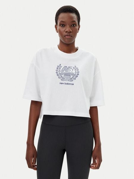 New Balance T-Shirt WT51935 Biały Oversize. Białe t-shirty damskie New Balance, l, bez wzorów, z bawełny, bez kołnierzyka, bez ramiączek. Za 119.99 zł.