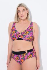 Damskie Bikini chilli ozdobne kółko miękkie miseczki. Szare stroje kąpielowe damskie Ulla Popken, plus size, bez wzorów, z elastanu. Za 191.99 zł.