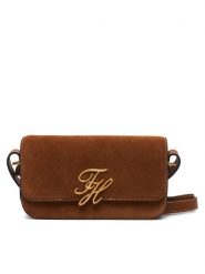 Tommy Hilfiger Torebka Script Leather Crossover Suede AW0AW19326 Brązowy. Brązowe listonoszki damskie Tommy Hilfiger, bez wzorów, ze skóry, bez dodatków. Za 849.99 zł.