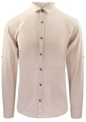 Koszula Weekendowa z Lnem, Prosty Krój - Victorio - Beż. Koszule męskie Victorio, na lato, m, bez wzorów, z bawełny, sportowe, bez kołnierzyka, bez ramiączek. Za 189.00 zł.