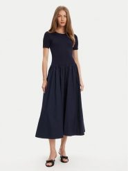 STAUD Sukienka codzienna Laroquette R25S2252PM Granatowy Regular Fit. Niebieskie sukienki damskie STAUD, na co dzień, m, bez wzorów, z bawełny, bez kołnierzyka, bez ramiączek, proste. Za 1,389.00 zł.