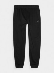 4F Spodnie casual joggery męskie - czarne M. Czarne spodnie materiałowe męskie 4F, bez wzorów, z bawełny. W wyprzedaży za 99.99 zł.