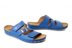 DR. BRINKMANN 700745-05 blau, klapki damskie. Niebieskie klapki damskie Dr. Brinkmann, na lato, bez wzorów, ze skóry, bez obcasa, bez zapięcia. Za 263.42 zł.