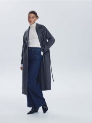 Jeansy wide leg z wiązaniem - indigo jeans. Niebieskie jeansy damskie Reserved, bez wzorów, z bawełny. Za 149.99 zł.