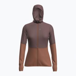 Bluza trekkingowa damska icebreaker Merino 200 Realfleece Descender Zip Hoodie. Czerwone bluzy damskie Icebreaker, bez wzorów, sportowe, bez ramiączek, bez kaptura. Za 579.99 zł.