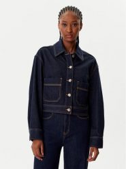 Morgan Kurtka jeansowa 252-GADZA Granatowy Relaxed Fit. Niebieskie kurtki damskie Morgan, bez wzorów, z jeansu, bez kaptura. Za 319.99 zł.