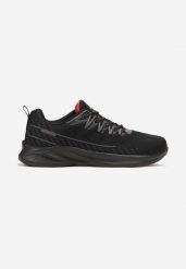 Czarno-Czerwone Sznurowane Buty Sportowe na Tłoczonej Podeszwie Artera. Czarne buty sportowe męskie Born2be, na lato, z aplikacjami, przed kostkę, bez zapięcia. Za 109.99 zł.