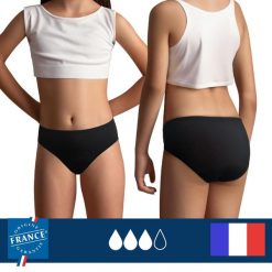 Majtki Menstruacyjne Nastolatka – duży chłonność. Czarne majtki damskie PLIM UNDERWEAR. Za 109.99 zł.