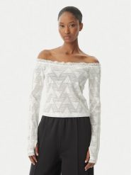 Adidas Bluzka Lace Bardot KE3458 Biały Slim Fit. Białe bluzki damskie Adidas, xs, bez wzorów, z syntetyku, bez kołnierzyka, bez ramiączek. Za 239.99 zł.