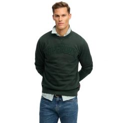 Bluza z okrągłym dekoltem w kolorze ton w ton Superdry Vintage Athletic. Zielone bluzy męskie Superdry, m, bez wzorów, vintage, bez ramiączek, bez kaptura. Za 333.95 zł.