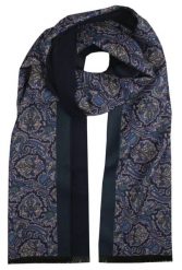 Elegancki Szalik Bawełniany - Alties - Granat z Orientalnym Wzorem. Niebieskie szaliki męskie Alties, bez wzorów, z bawełny. Za 99.00 zł.