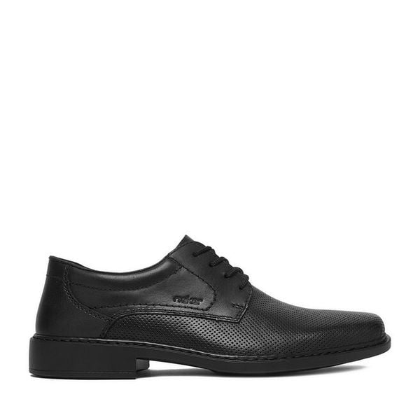Półbuty Rieker. Czarne buty wizytowe męskie Rieker, bez wzorów, bez obcasa, bez zapięcia. Za 369.99 zł.