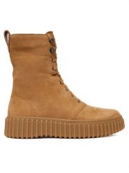 Clarks Trzewiki Torhill Style 26182917 Brązowy. Brązowe botki damskie Clarks, bez wzorów, z nubiku, bez obcasa, na płaskiej podeszwie, bez zapięcia. Za 479.99 zł.