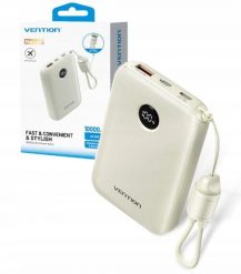 Vention 10000mAh 2 x USB-C 1x USB-A z wyświetlaczem 22.5W beżowy. Brązowe powerbanki Vention. Za 102.40 zł.