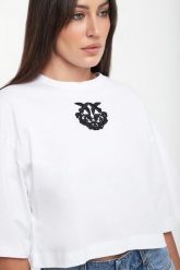 T-shirt damski z logo Borghetto PINKO. T-shirty damskie Pinko, m, bez wzorów, bez kołnierzyka, bez ramiączek. Za 539.00 zł.