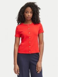 Tommy Hilfiger Bluzka WW0WW48709 Czerwony Slim Fit. Czerwone bluzki damskie Tommy Hilfiger, l, bez wzorów, z bawełny, bez kołnierzyka, bez ramiączek. Za 289.99 zł.