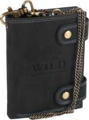 Always Wild Atrakcyjny, skórzany portfel męski z mosiężnym łańcuchem Always Wild Nie dotyczy. Portfele męskie Always Wild, bez wzorów. Za 59.00 zł.
