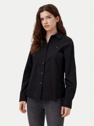 Tommy Hilfiger Koszula WW0WW44084 Czarny Regular Fit. Czarne koszule damskie Tommy Hilfiger, bez wzorów, z bawełny, bez kołnierzyka, bez ramiączek. Za 229.99 zł.