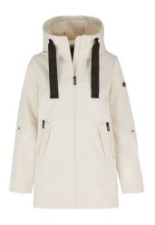 Prosty, krótki płaszcz J-TWIGGY. Białe płaszcze damskie Volcano, plus size, bez wzorów, z materiału, klasyczne, bez kołnierzyka, bez kaptura. Za 329.99 zł.