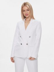 Guess Marynarka Amanda W4RN41 WFWX2 Biały Regular Fit. Białe marynarki i żakiety damskie Guess, z aplikacjami, z syntetyku, bez kołnierzyka, bez ramiączek. Za 719.99 zł.