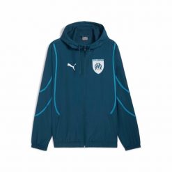 Kurtka Prematch OM 2024/25. Niebieskie kurtki męskie Puma, l, bez wzorów, z materiału, eleganckie, bez kaptura. Za 268.70 zł.