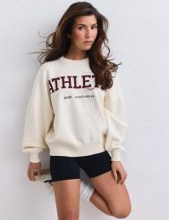 Damska bluza dzianinowa Athletic Knit kremowa. Białe bluzy damskie Aim'n, l, bez wzorów, z dzianiny, sportowe, bez ramiączek, bez kaptura. Za 390.00 zł.