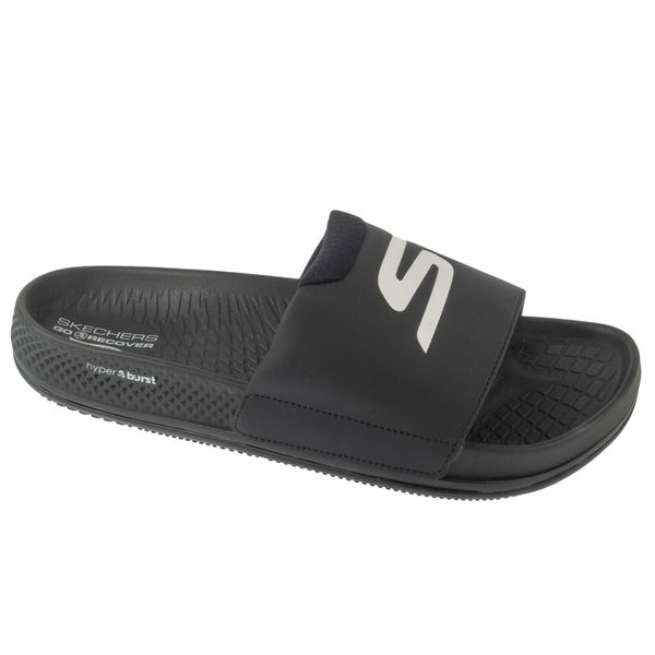 Klapki na basen męskie, Arch Fit Hyper Slide. Czarne klapki męskie Skechers, bez wzorów, bez zapięcia. Za 279.99 zł.