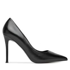 Szpilki Eva Minge. Czarne szpilki damskie Eva Minge, bez wzorów, bez obcasa, na szpilce, bez zapięcia. Za 449.99 zł.