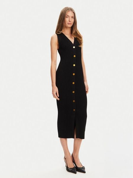 MICHAEL Michael Kors Sukienka dzianinowa MT5832533D Czarny Slim Fit. Czarne sukienki damskie MICHAEL Michael Kors, l, bez wzorów, z dzianiny, bez kołnierzyka, bez ramiączek. Za 1,059.00 zł.