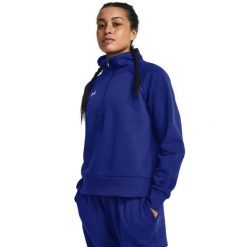 Bluza damska Under Armour Rival Fleece HZ. Niebieskie bluzy damskie Under Armour, bez wzorów, sportowe, bez ramiączek, bez kaptura. Za 149.99 zł.