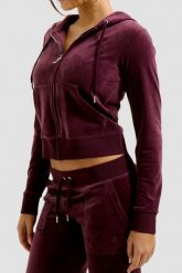 JUICY COUTURE Fioletowa damska bluza Robertson Hoodie. Fioletowe bluzy damskie Juicy Couture, s, bez wzorów, z elastanu, bez ramiączek, bez kaptura. W wyprzedaży za 303.99 zł.