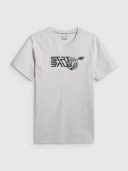 4F T-shirt regular z nadrukiem męski - szary 3XL. Szare t-shirty męskie 4F, m, bez wzorów, z bawełny, bez kołnierzyka, bez ramiączek. Za 69.99 zł.