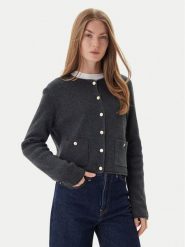 Tommy Hilfiger Kardigan WW0WW46441 Szary Regular Fit. Szare kardigany damskie Tommy Hilfiger, m, bez wzorów, z wełny, bez kołnierzyka. Za 899.99 zł.
