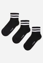Czarne 3-Pack Skarpety z Bawełny Zdobione Paskami przy Ściągaczu Fardrei. Czarne bielizna sportowa damska Born2be, z aplikacjami, z bawełny. Za 29.99 zł.