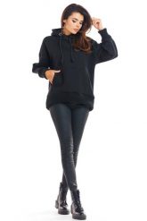 Czarna Oversizowa Bluza z Kapturem. Czarne bluzy damskie Infinite You, l, bez wzorów, z bawełny, bez ramiączek, z kapturem. Za 194.90 zł.