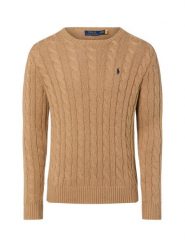 Polo Ralph Lauren Męski sweter z dzianiny Mężczyźni Bawełna brązowy jednolity, M. Brązowe swetry męskie Polo Ralph Lauren, m, bez wzorów, z bawełny, eleganckie, bez kołnierzyka, bez ramiączek. Za 949.95 zł.