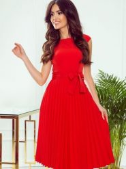 Sukienka Model Lila 311-1 Red - Numoco. Czerwone sukienki damskie Numoco, na wesele, l, bez wzorów, z elastanu, bez kołnierzyka, plus size, bez ramiączek, mini. Za 356.58 zł.