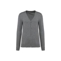 Kardigan suprima Kariban Premium. Szare swetry męskie KARIBAN, na zimę, m, bez wzorów, z bawełny, eleganckie, bez kołnierzyka, bez ramiączek. Za 289.00 zł.