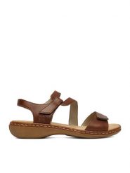 Rieker Sandały CEO-659C7-24 Brązowy. Brązowe sandały damskie Rieker, bez wzorów, ze skóry, bez obcasa, na płaskiej podeszwie, bez zapięcia. Za 339.99 zł.