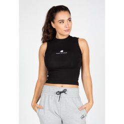 Livonia Crop Top - Czarny. Czarne topy damskie GORILLA WEAR, xs, bez wzorów, sportowe, bez kołnierzyka, bez ramiączek. Za 136.00 zł.