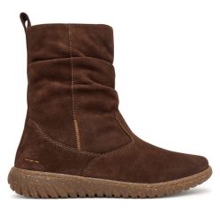 Botki Josef Seibel. Brązowe botki damskie Josef Seibel, bez wzorów, bez obcasa, na płaskiej podeszwie, bez zapięcia. Za 499.99 zł.